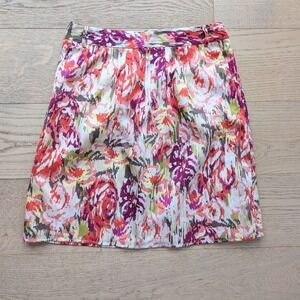 Liz Claiborne Petite Coral Floral Print‎ Cotton Skirt Size 10P NWT